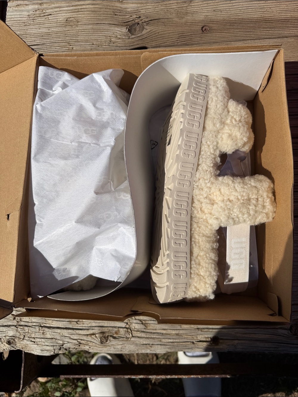 UGG Plush Double-Strap Slide Sandal - Cream - Picture 2 of 2